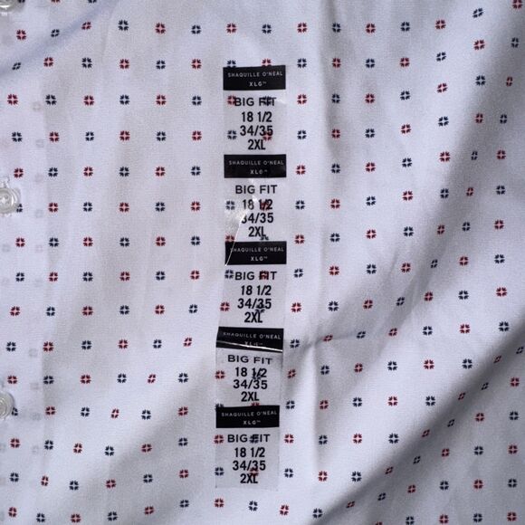 Shaquille O'Neal 2XLG Big Fit Cooling Dress Shirt 18.5 34/35 2XL White Stretch - Picture 5 of 8